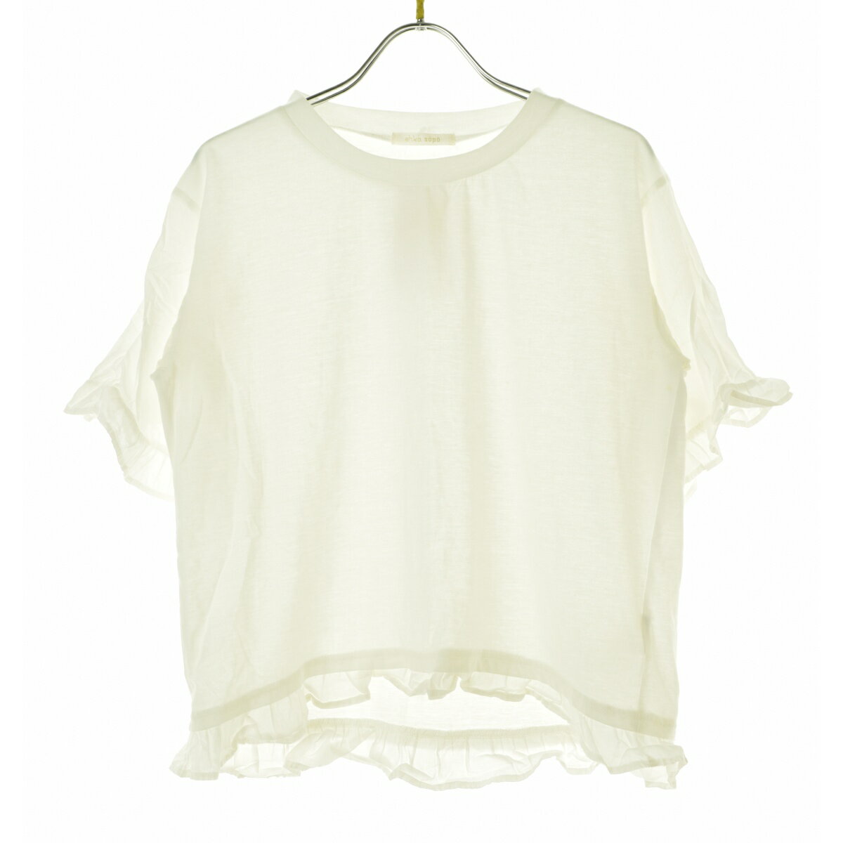 【中古】ehka sopo by SM2 / エヘカソポサマンサモスモス1206569 切替スリーブフリル半袖カットソー【cacfbabf-l】