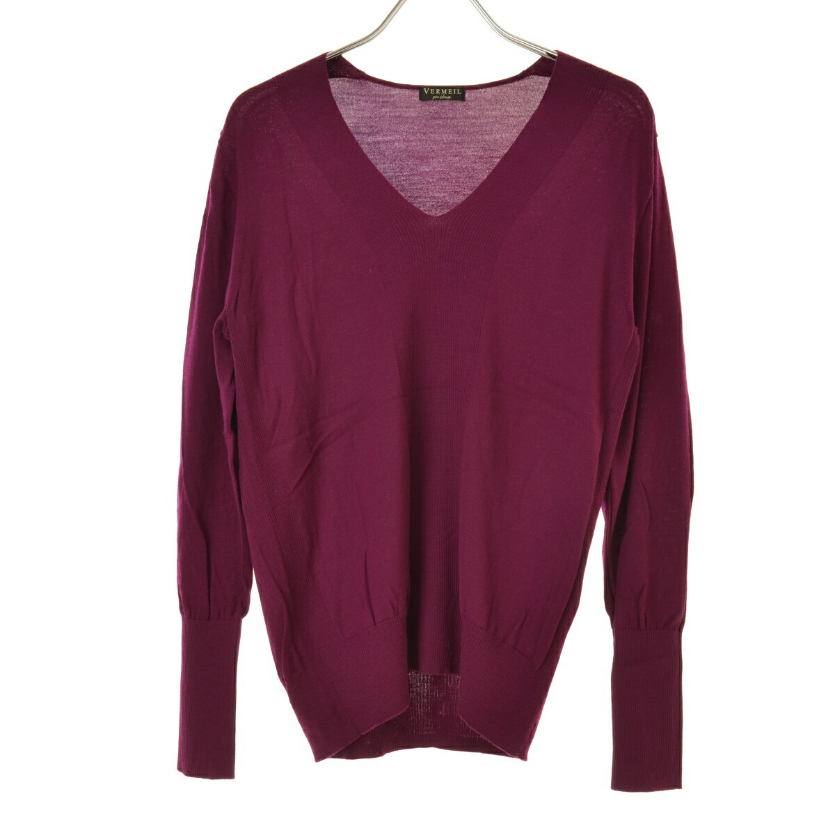 【中古】【期間限定値下げ】VERMEIL par iena / ヴェルメイユパーイエナONTARIOランダムリブVネックプルオーバー長袖ニットセーター【cacfaecb-l】