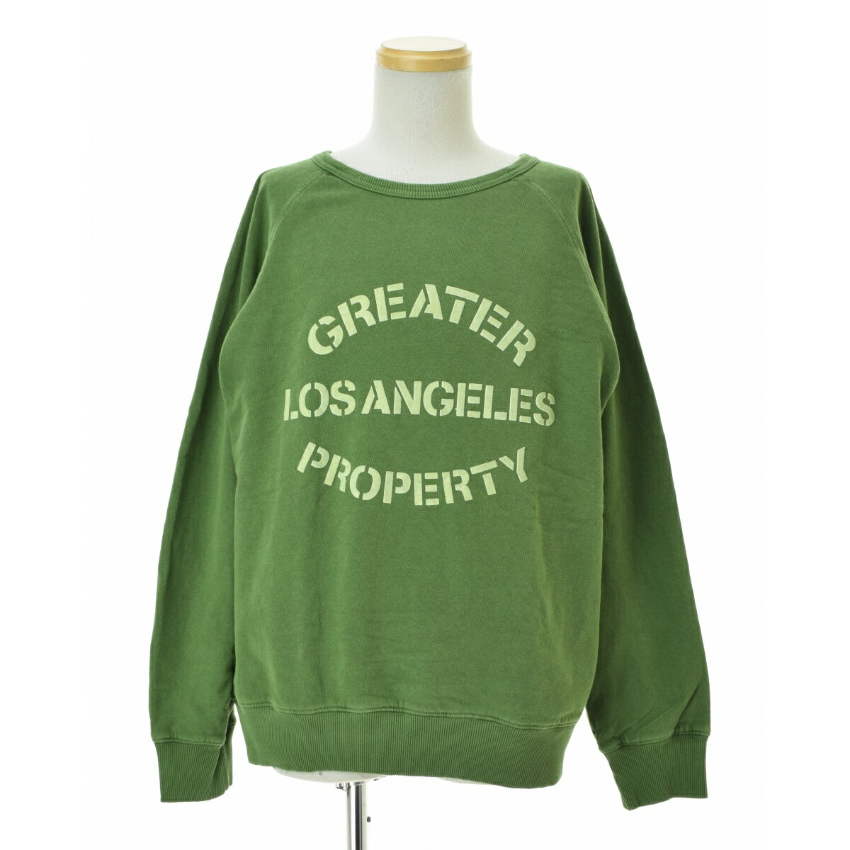 MIXTA / ミクスタUSA製 GREATER LOS ANGELES PROPERTY 製品染めラグラン フロッキー長袖スウェット