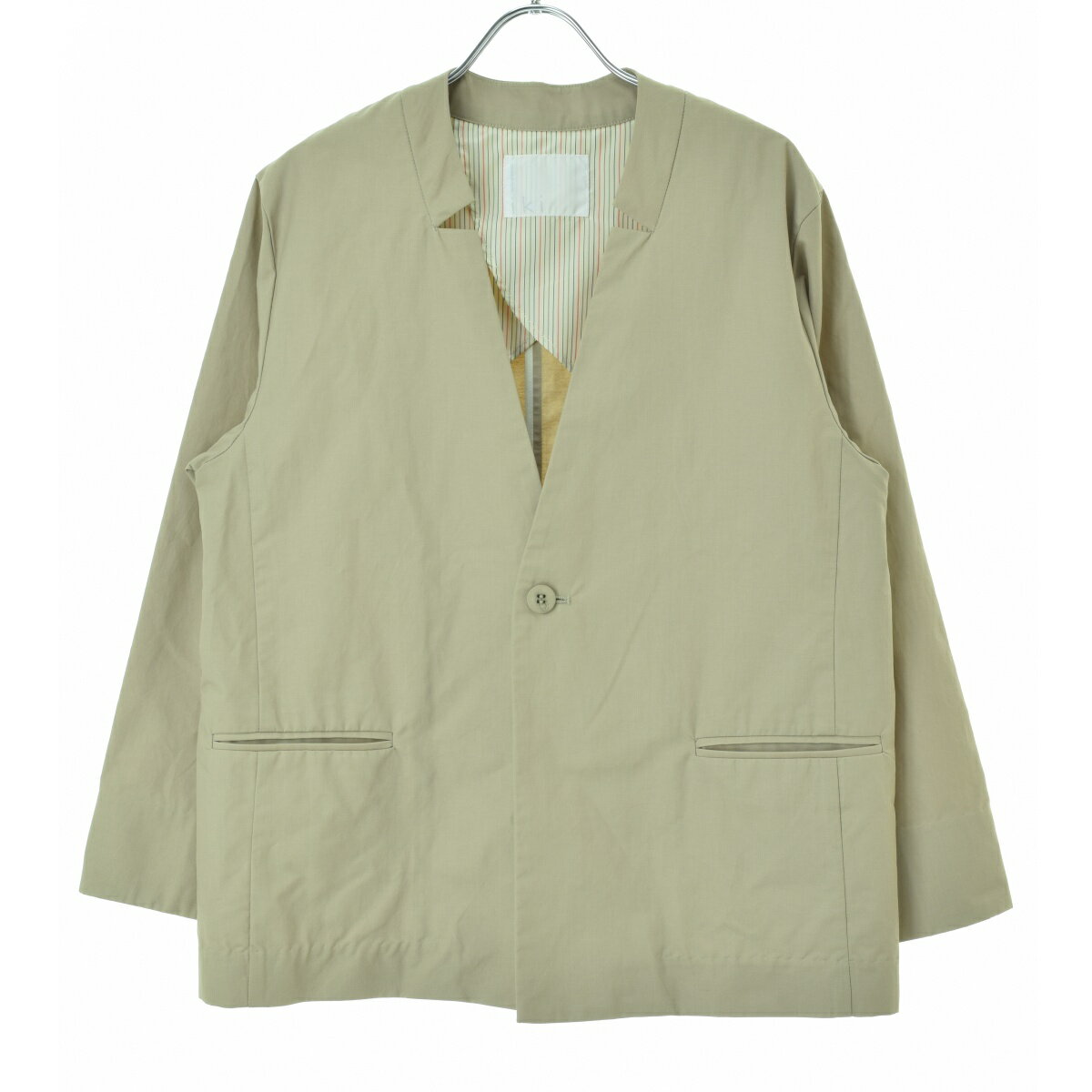 Rakuten - 【中古】iki / イキ41-01-JK-001-18-1 ノーカラー1釦ジャケット【cacfafae-l】