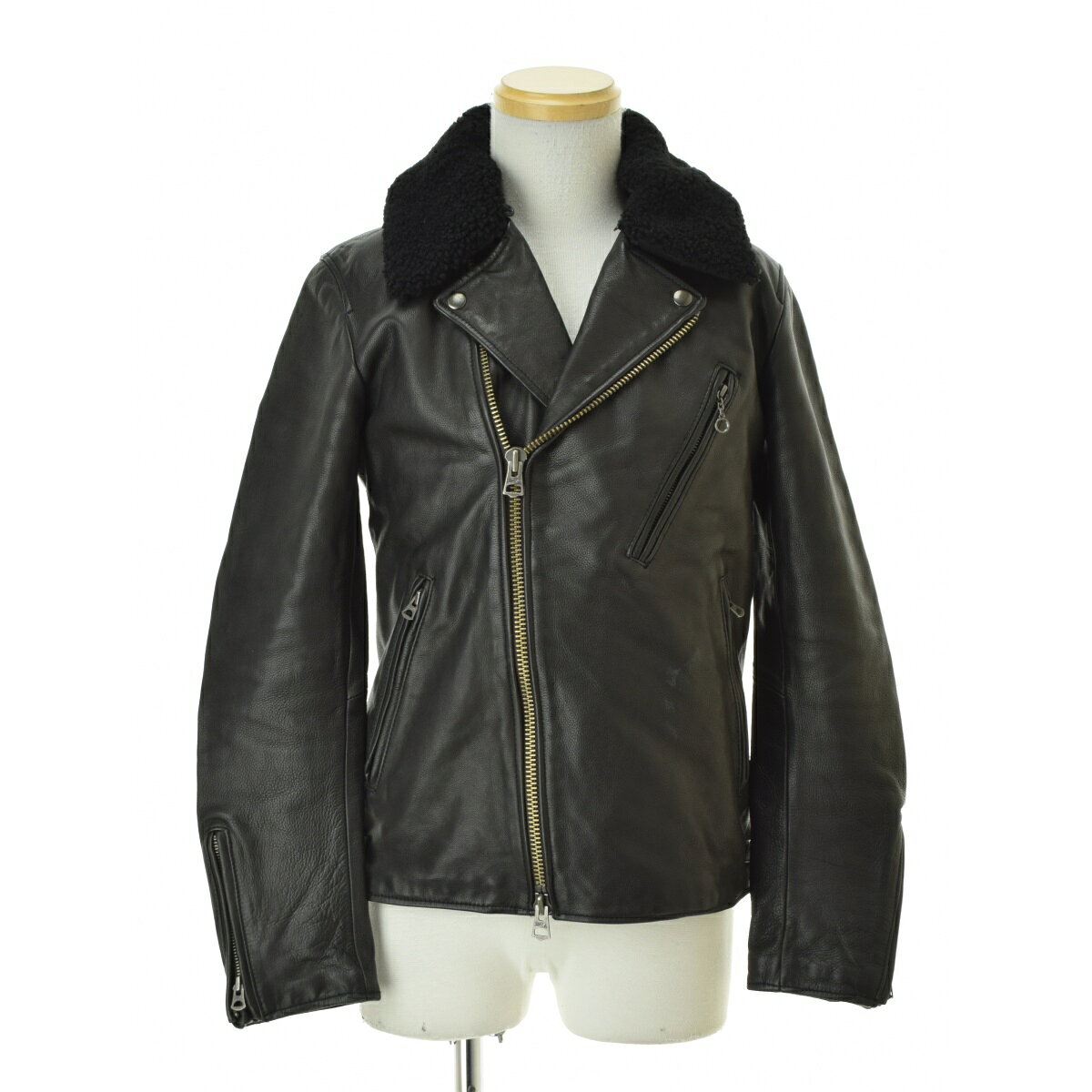 良品【HIGH STREET】（L）ダブルライダースジャケット コットン 黒 楽天市場】ダブルライダース（素材（生地・毛糸）綿・コットン