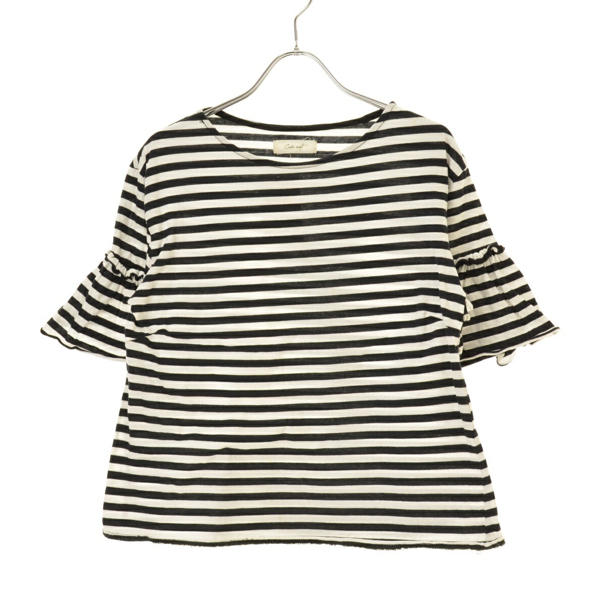 【中古】【期間限定値下げ】CEPO / セポフレアスリーブボーダー半袖カットソー【cacgaccb-l】