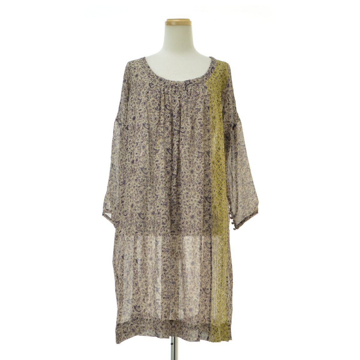 Rakuten - 【中古】pas de calais / パドカレ花柄シルク長袖ワンピース【cacgadag-l】