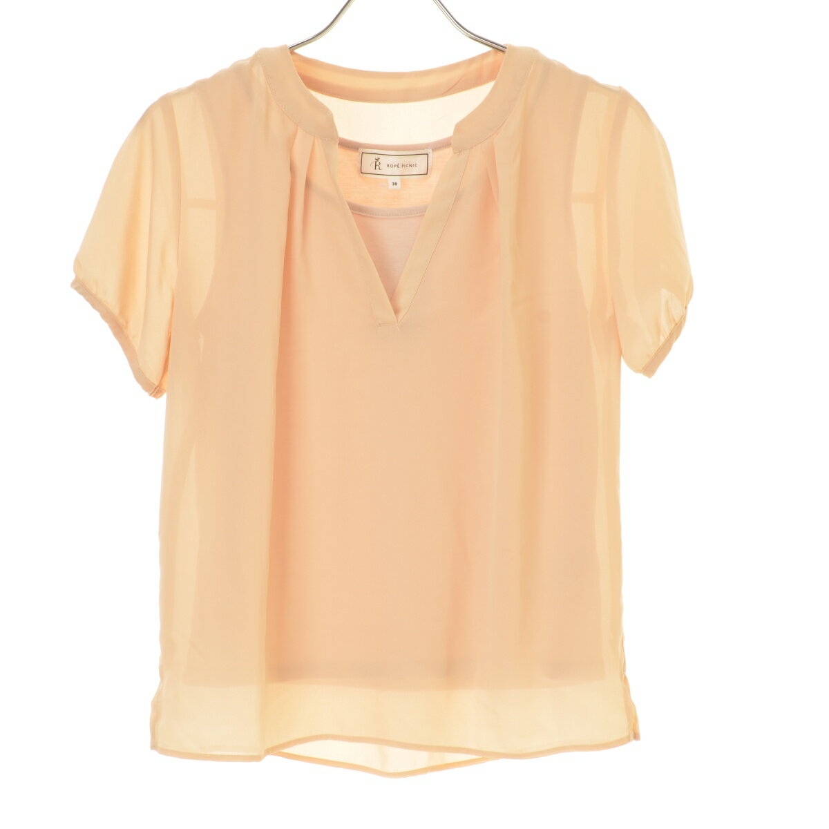 【中古】ROPE PICNIC / ロペ ピクニックキーネック インナーキャミソール付き半袖ブラウス【cacfaicg-l】
