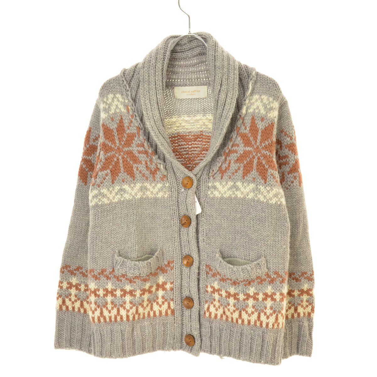 【中古】chocol raffine robe / ショコラフィネローブショールカラー ニット長袖カーディガン【cacfbcch-l】