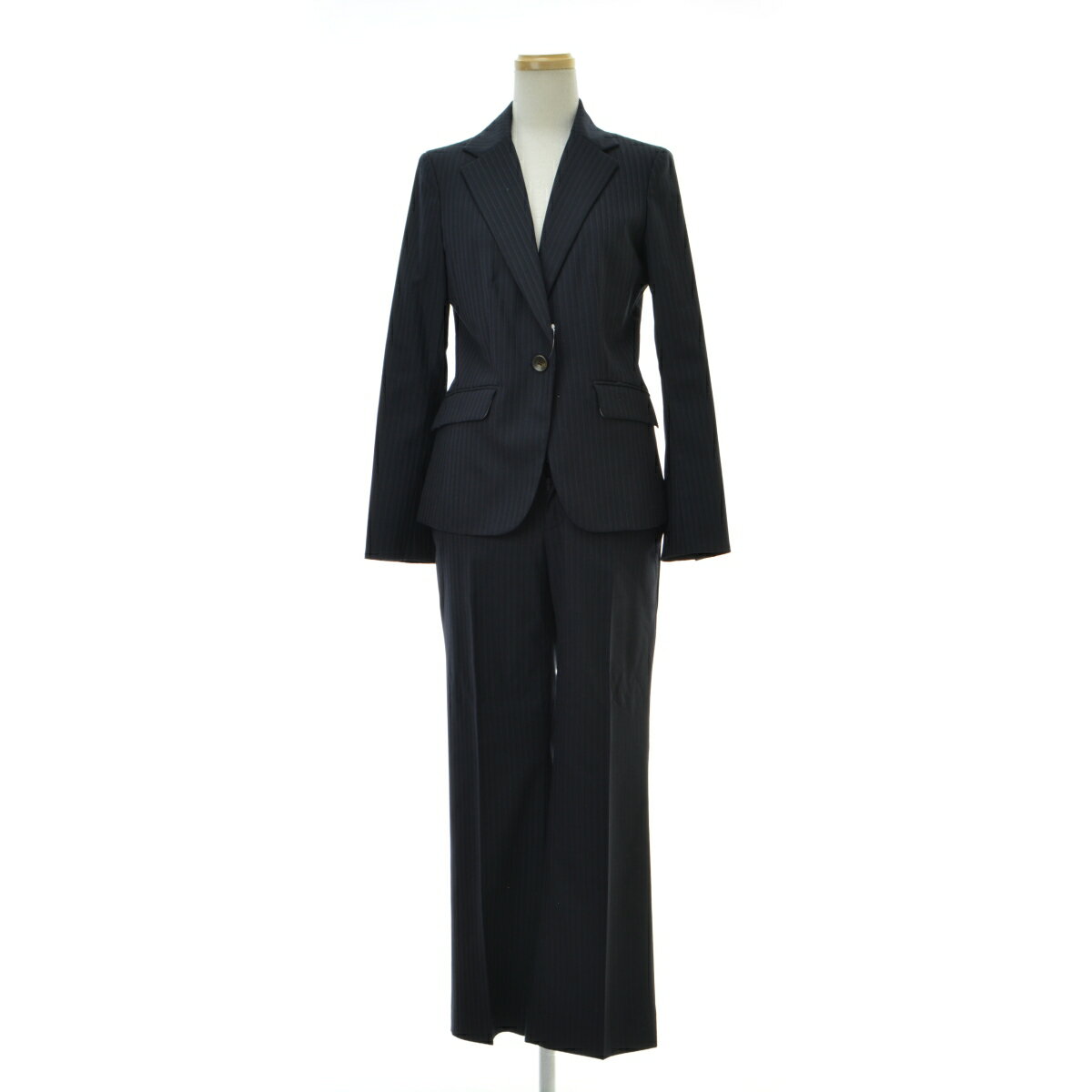 【中古】INED / イネドストライプ1釦テーラードジャケット+ローライズブーツカットスラックスパンツスーツ【cacgabcc-l】