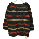 【中古】RALPH LAUREN / ラルフ ローレンコットンリネン ボートネックボーダー七分袖ニットセーター【caceaibe-l】