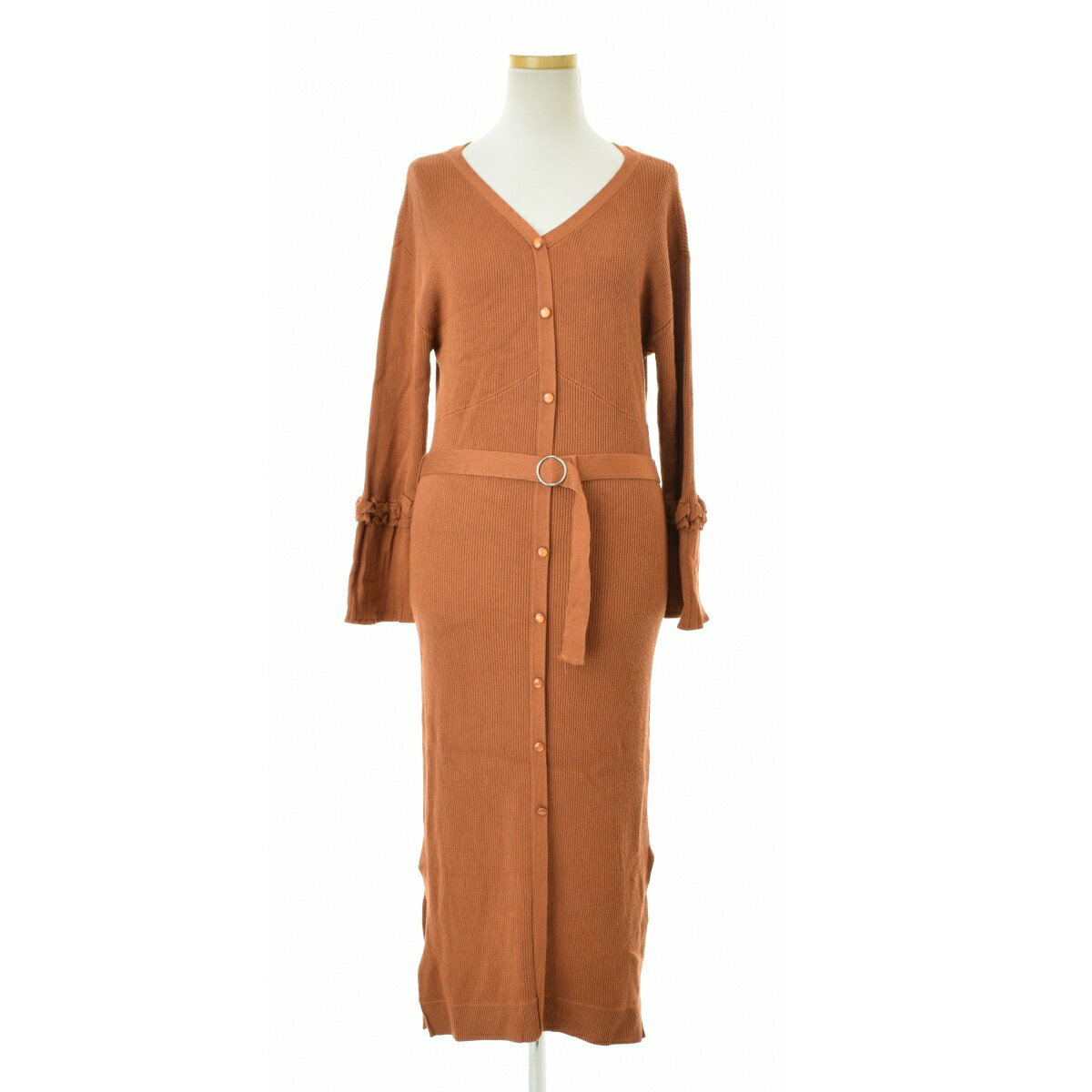 【中古】clear / クリアリブニット ロングカーディガン長袖ワンピース【cacgabbc-l】