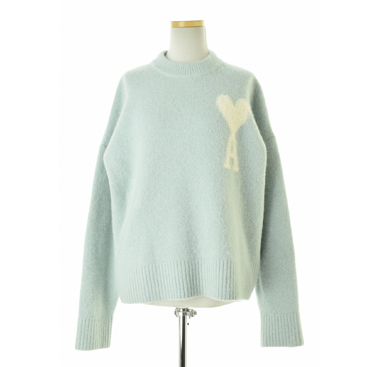 AMI Alexandre Mattiussi / アミ・アレクサンドルマテュッシ | アルパカ ウール ロゴ ニット カーディガン | XS | ブルー | レディース AMI Alexandre Mattiussi ami paris アミパリス セーター OFF WHITE