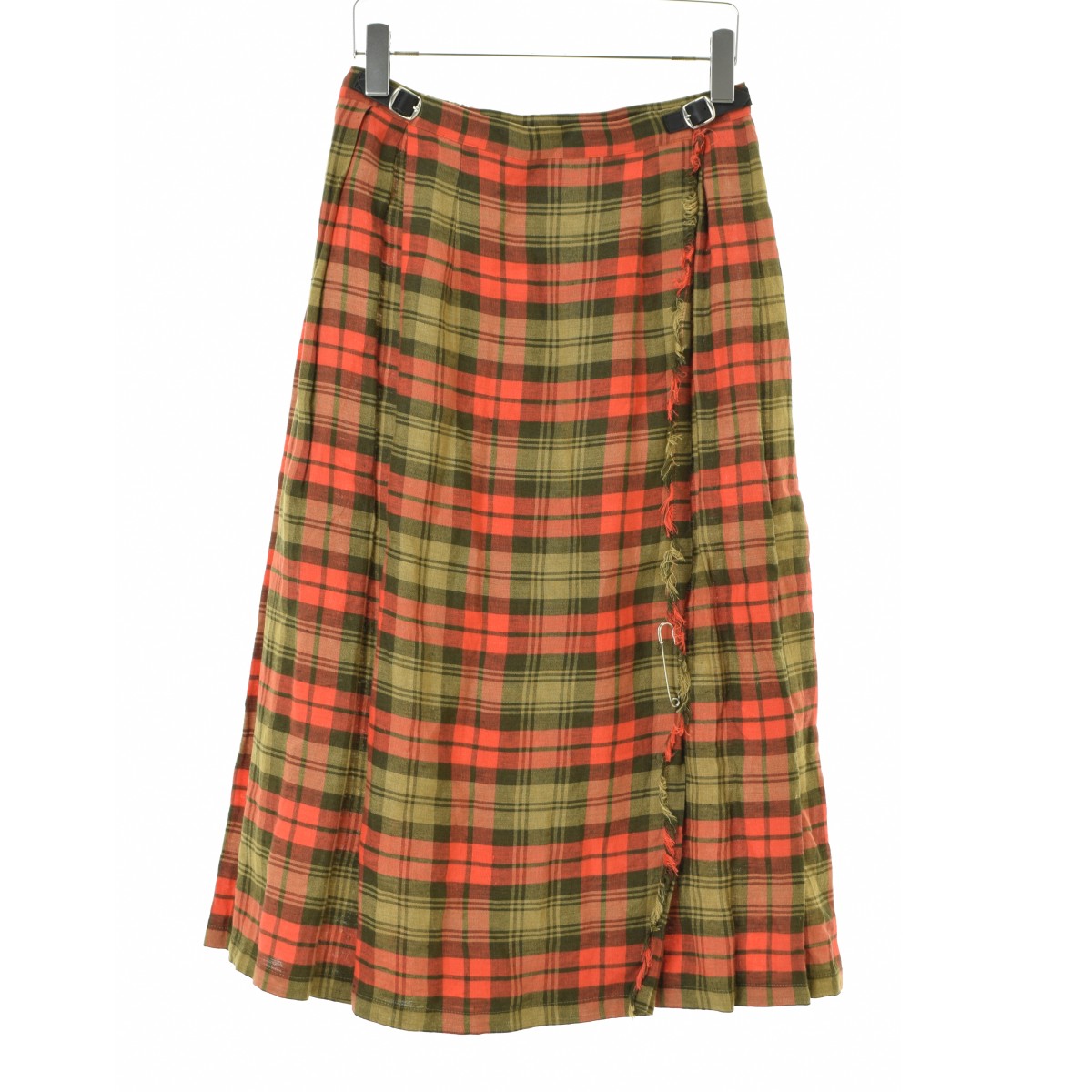 Rakuten - 【中古】O'NEIL OF DUBLIN / オニールオブダブリンリネン チェック キルト ラップ 巻きマキシスカート【cacgacae-l】