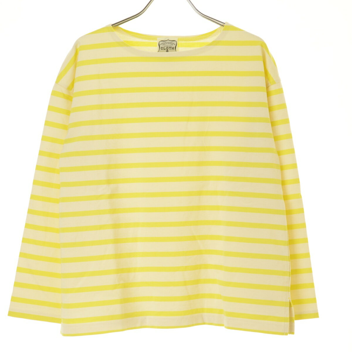 【中古】Cloth&Cross / クロスアンドクロスボーダー柄スリット長袖カットソー【cacfaeda-l】