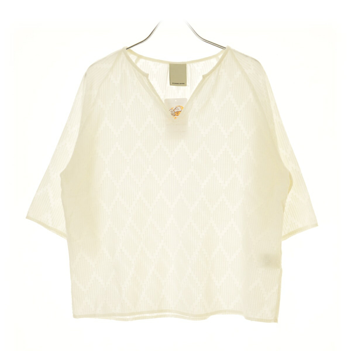 【中古】NOMBRE IMPAIR / ノンブルアンペール01-1-06-217-0-1 ダイヤ柄ジャガードブラウス七分袖ブラウス【cacgabad-l】