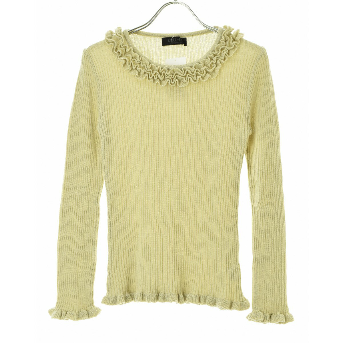 #DOLL-UP#X21#X22#X23#X24#X25#Y37#Y38#Y39#Y3a#Y3b#S1d#S1e#S1f#S20#S21#DOLL-UP#ベージュ系#表記サイズ：M#コンディションC##秋#BRANDDOLL-UP ITEMリブ ラメフリル長袖ニットセーター(G006311445) DOLL-UP Condition : C S 新品 A 使用感がなく試着程度の品 B 使用感があまりなく目立つダメージがないUSED品 C 使用感はあるがダメージが比較的目立たないUSED品 D 使用感があり汚れなどのダメージが目立つUSED品 E かなりの使用感があり破れやシミなどのダメージが目立つUSED品 Item Information ATTENTIONダメージについて USED品となりますので、多少の使用感がありますが、目立つダメージや汚れは見られません。 表記サイズM 実寸肩幅約31cm 総丈約57cm 身幅約35cm 袖丈約54cm※実寸は手作業で採寸しておりますので、1cm〜2cmの誤差が生じる場合がございますので何卒ご了承お願いいたします。 カラー(弊社規定)ベージュ系※ご使用のモニタやブラウザによって、画像の色味が異なって見えることがありますので何卒ご了承お願いいたします。 素材 アクリル70％、毛30％（スリット糸使用） 付属品 - 裏地 - その他の特徴 ラメ このアイテムにつけられているキーワード#DOLL-UP##ベージュ系##表記サイズ：M##コンディションC##秋# 関連商品 このブランドの他の商品を見る このタイプの商品を見る ※商品詳細で気になる点がございましたらお気軽にお問い合わせください。