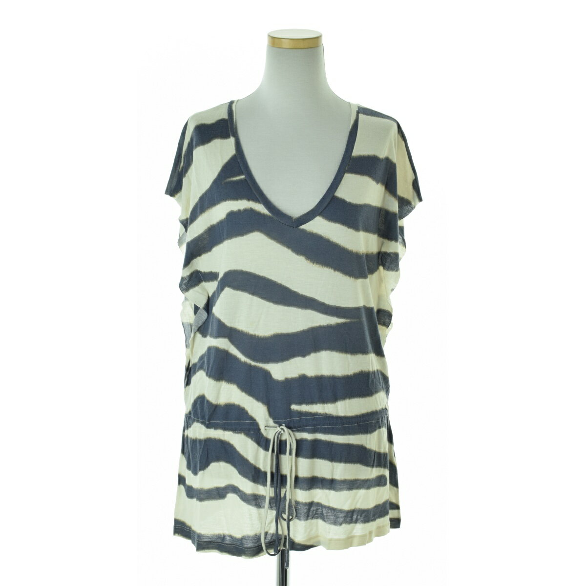 【中古】【期間限定値下げ】BANANA REPUBLIC / バナナリパブリックゼブラ柄 Vネック半袖チュニック【ca..