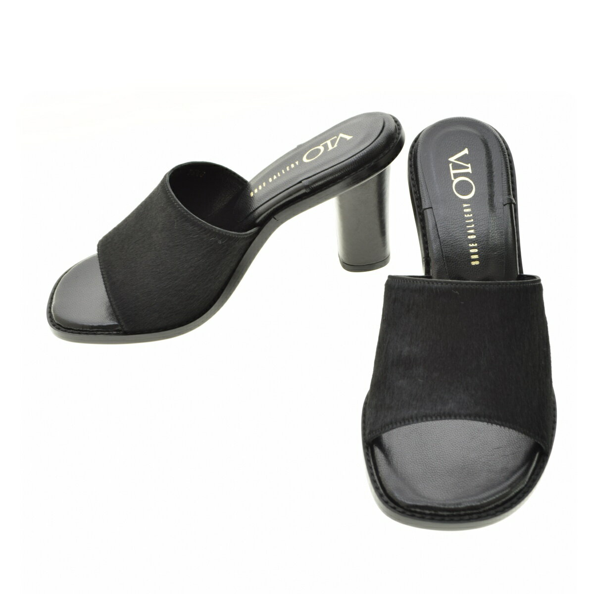 【中古】SHOE GALLERY OTA / シューギャラリーオオタスクエアトゥハラコレザー使いミュールサンダル【cacfajda-z】