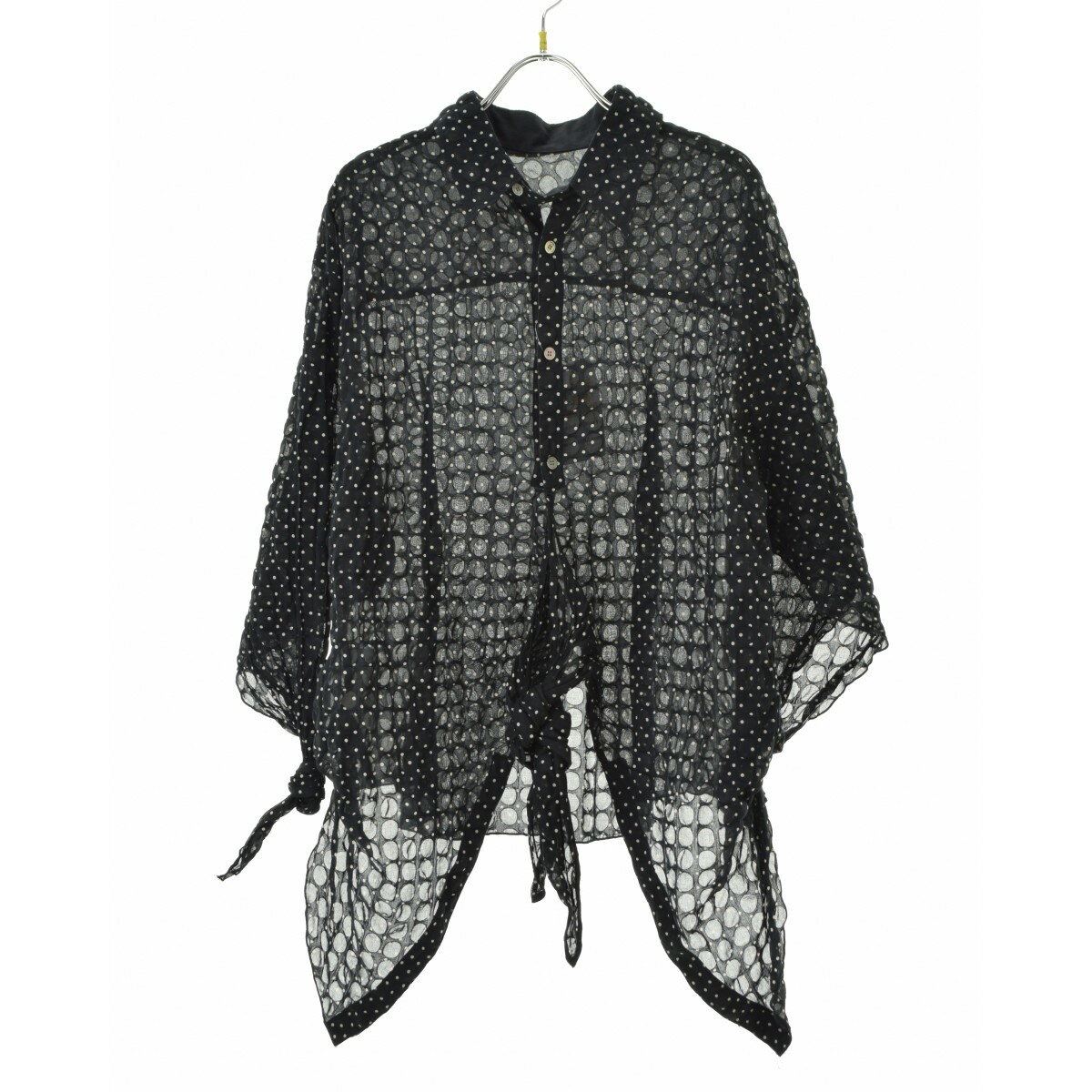 IRENE / アイレネ22S83004 Scrunchie Polka Dot Shirt ポルカドット シアー七分袖シャツ