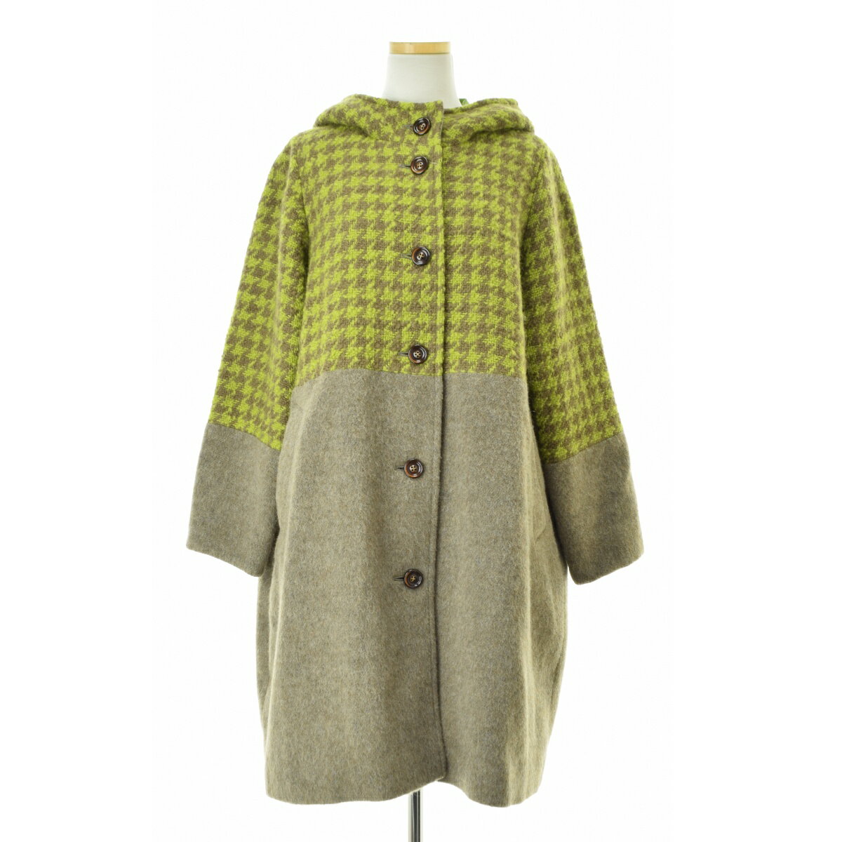 Rakuten - 【中古】kanatoU23AW ロービンクチェック フード付ウールコート【cacgabcf-l】