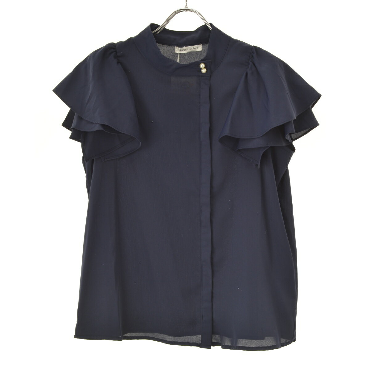【中古】natural couture / ナチュラルクチュールフリル半袖ブラウス【cacfbbce-l】