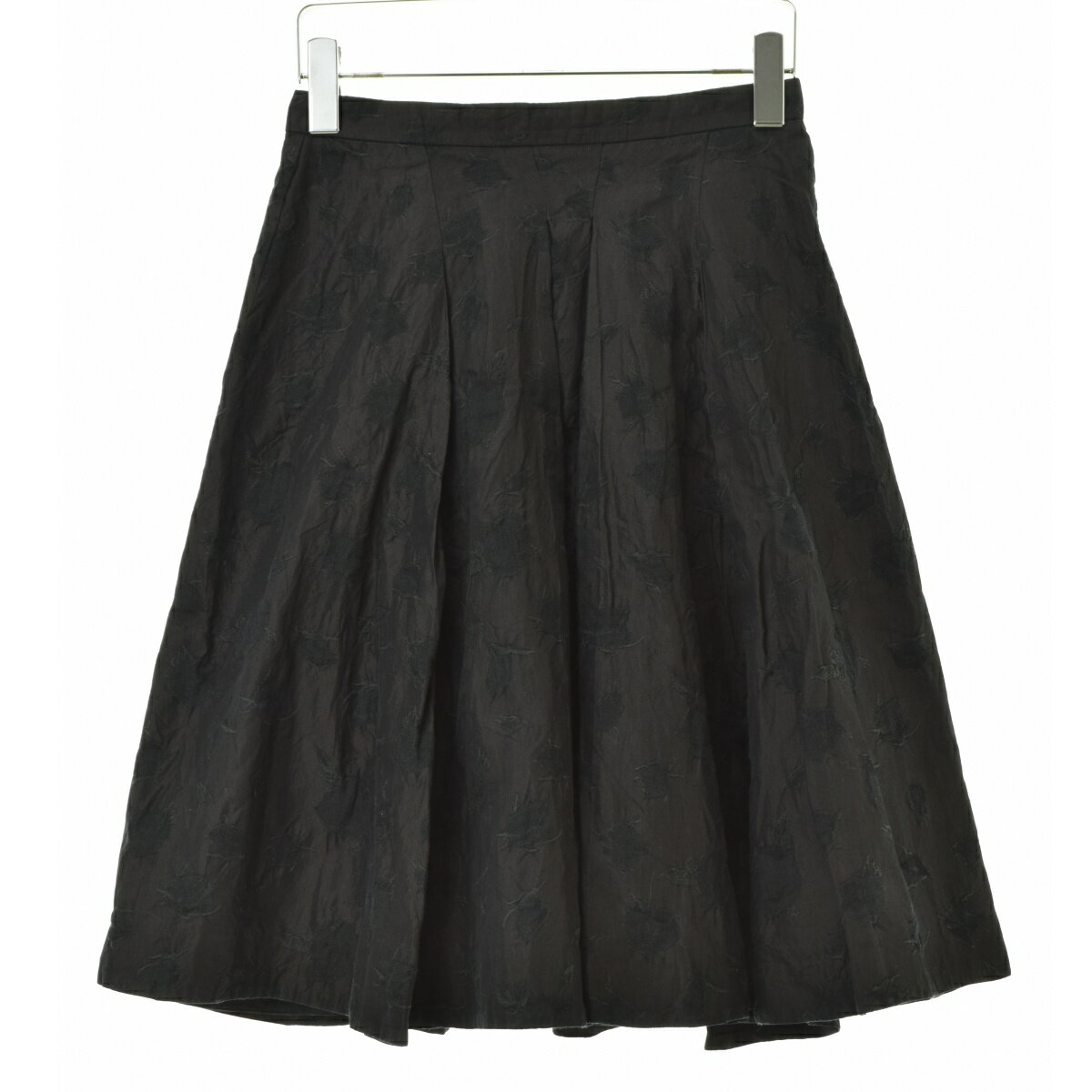 イヴサンローランリブゴーシュ　ブラック　シルク　膝丈　スカート　黒　38 格安 イヴサンローランリブゴーシュ ブラック シルク 膝丈 スカート 黒 38