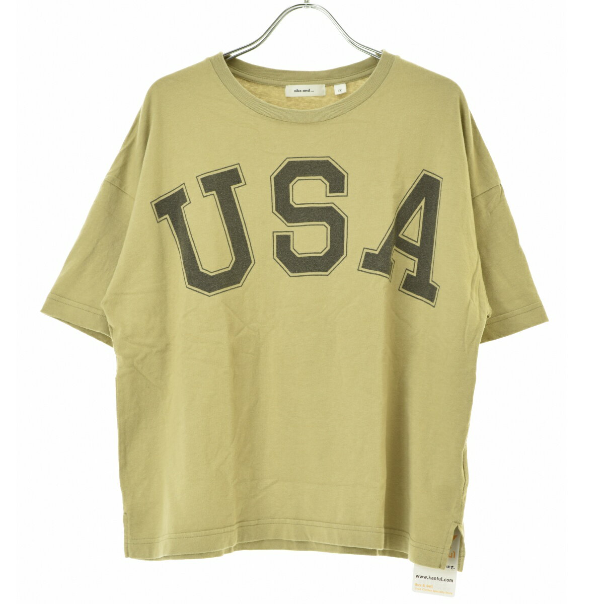 【中古】niko and... / ニコ アンドUSAロゴ五分袖Tシャツ【cacfafce-l】