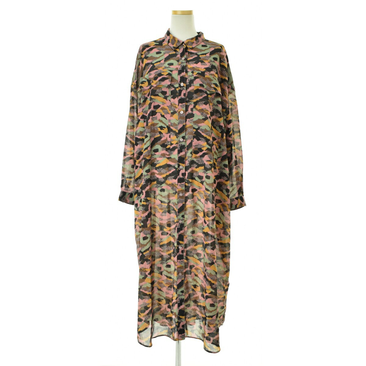 【中古】GENE HEAVENS / ジーンヘブンズ600-1140007 カモフラージュシャツマキシ長袖ワンピース【cacfbccc-l】