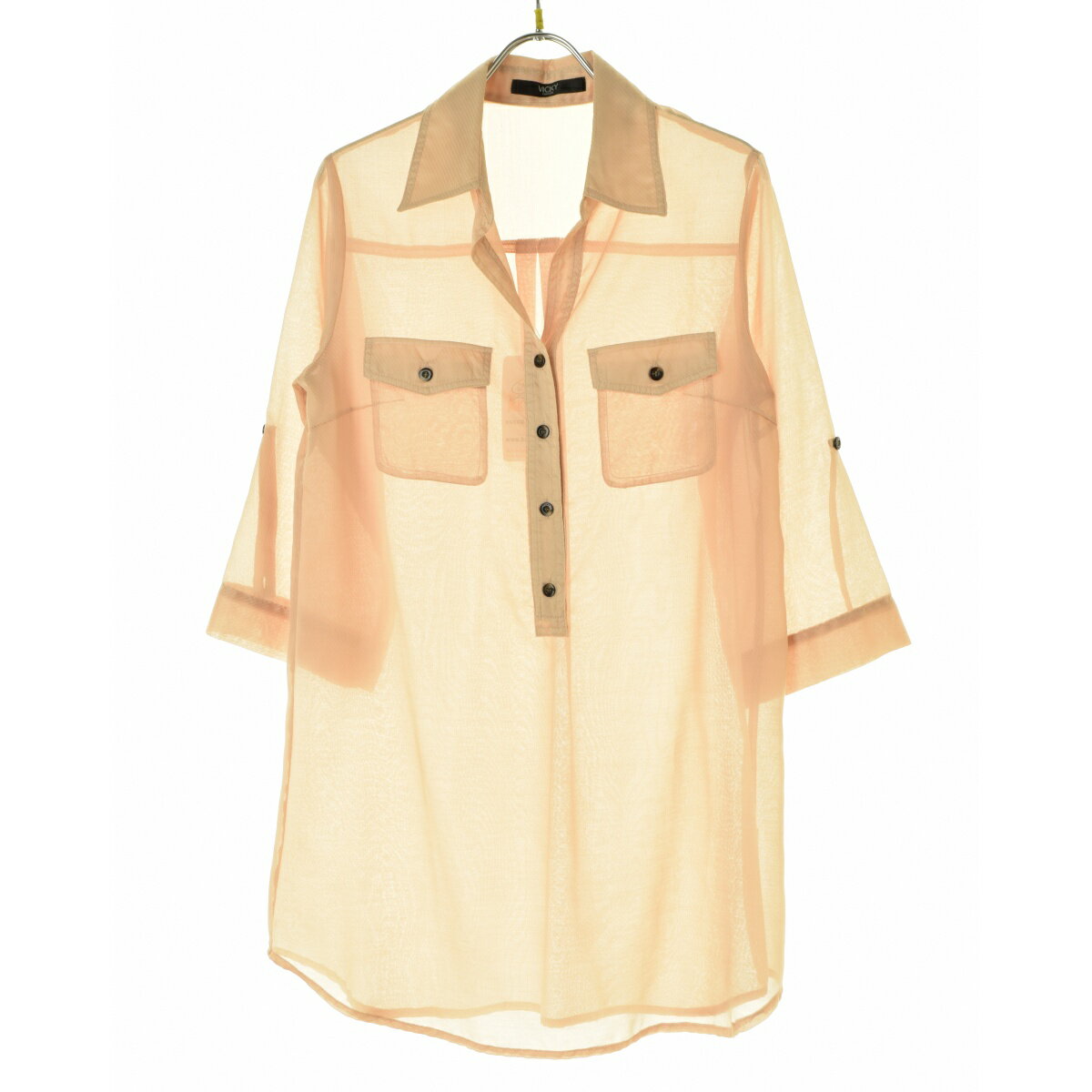 【中古】VICKY COUTURE / ビッキークチュールシアー スキッパー プルオーバー七分袖シャツ【cacfaicg-l】