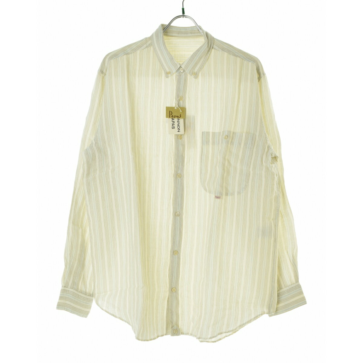 樂天商城 - 【中古】PAPAS / パパスD0431FBL073 ストライプリネンボタンダウン長袖シャツ【cacgafah-m】