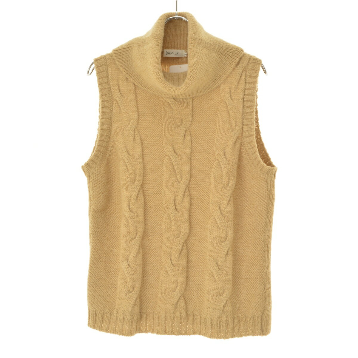 【中古】RAMUZケーブル編み ハイネックノースリーブニット【cacfahcj-l】