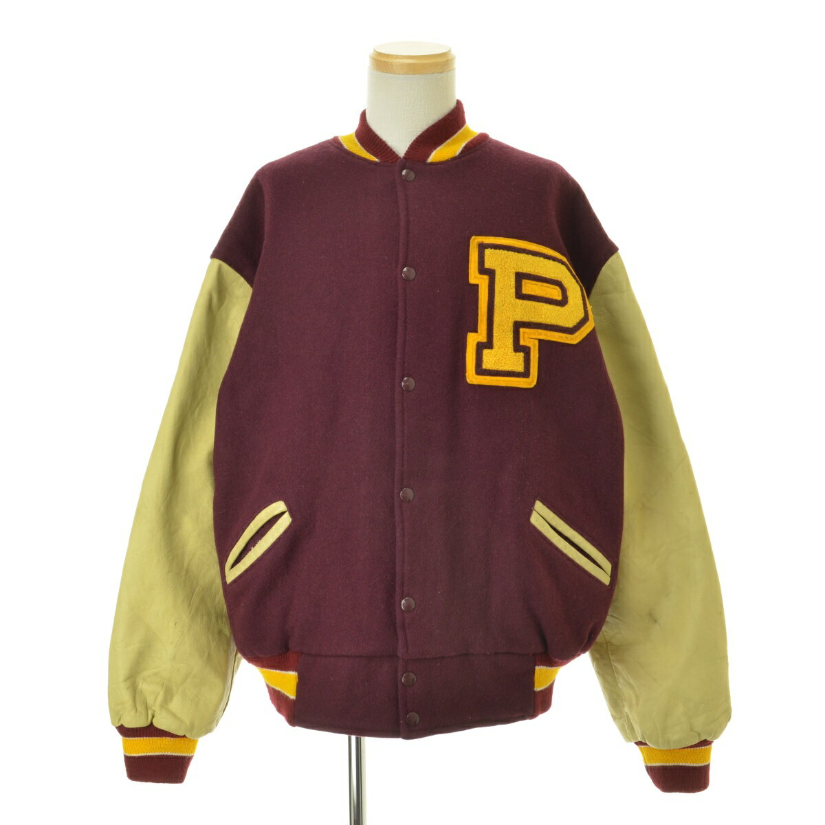 【中古】MECA SPORTSWEARメルトン×レザーベースボールジャケット【cacdbcci-m】