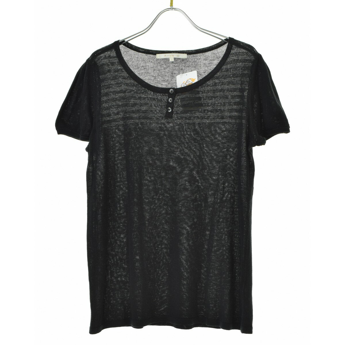 【中古】enracine / アランシーネアクリル混 切替ラウンドネック半袖ニット【cacgafbe-l】