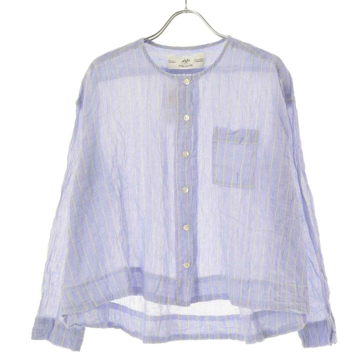 【中古】【期間限定値下げ】pual ce cin / ピュアルセシンストライプ長袖ブラウス【cacfbcce-l】