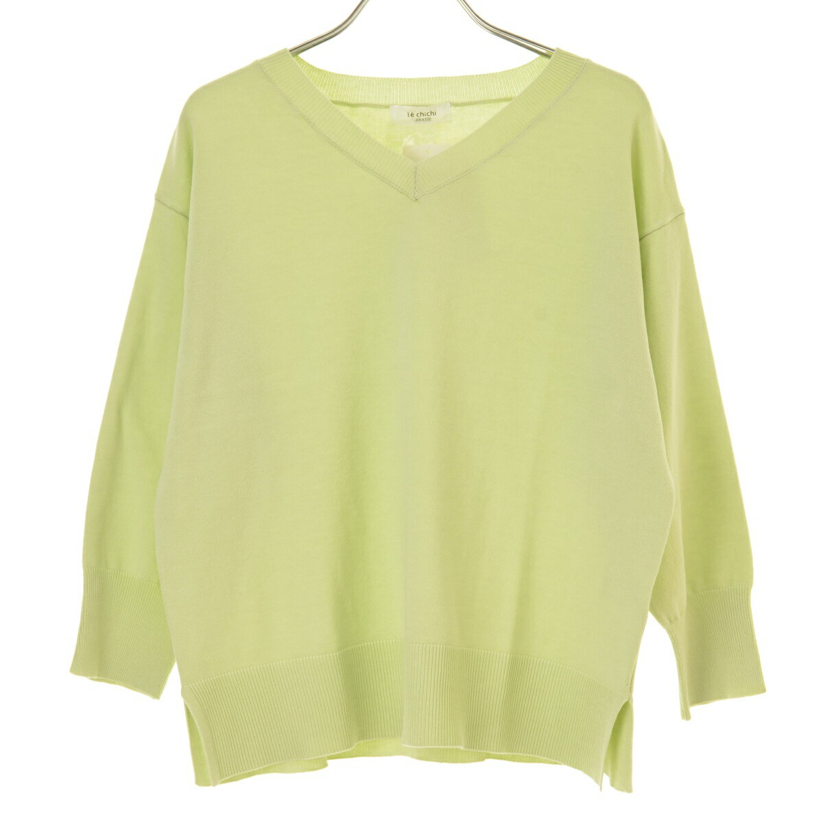 V-Neck - 【中古】techichi / テチチ25SS 2600800 袖ボタンVネックプルオーバーニット七分袖ニットセーター【cacfafcf-l】