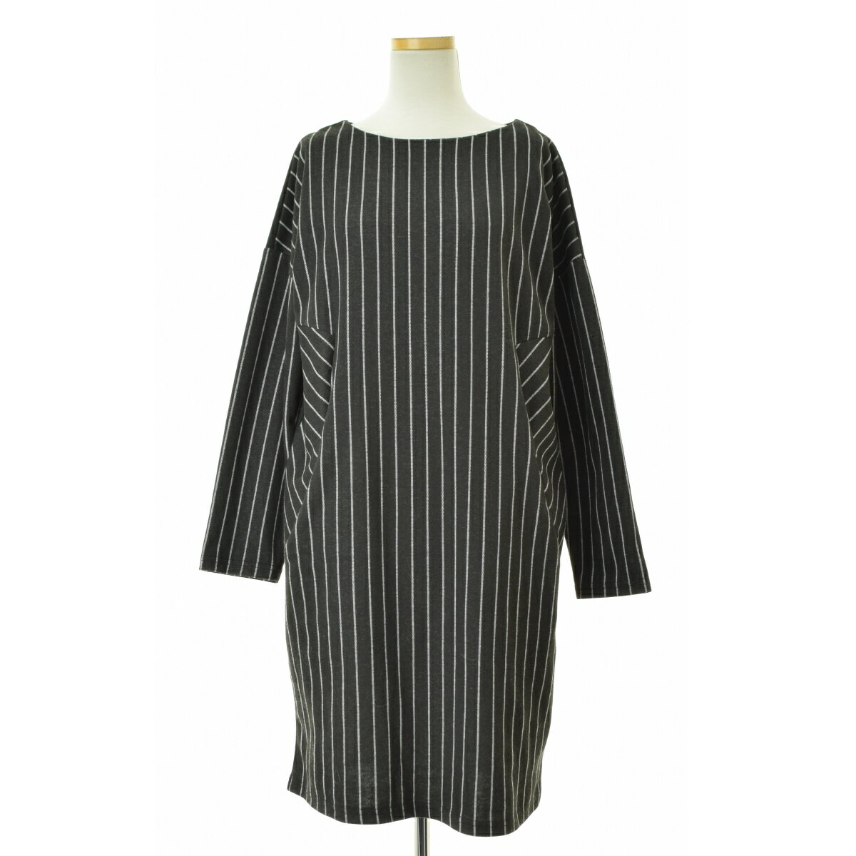 【中古】switchストライプ切替長袖ワンピース【cacfbbad-l】