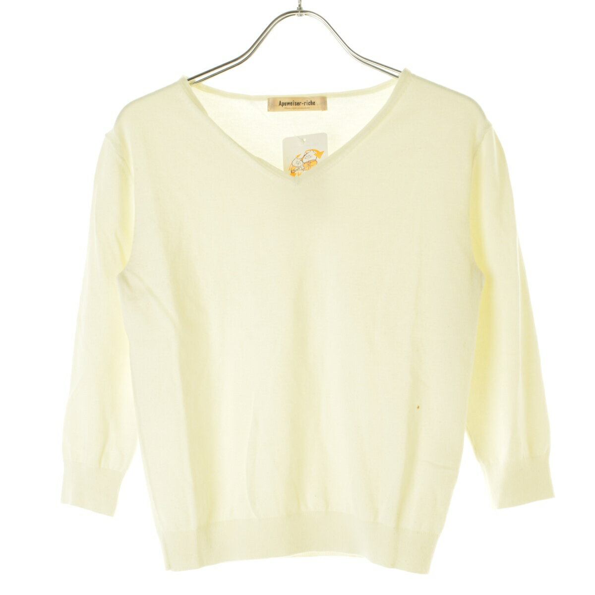 【中古】【期間限定値下げ】Apuweiser-riche / アプワイザーリッシェVネック七分袖ニットセーター【caccajaj-l】