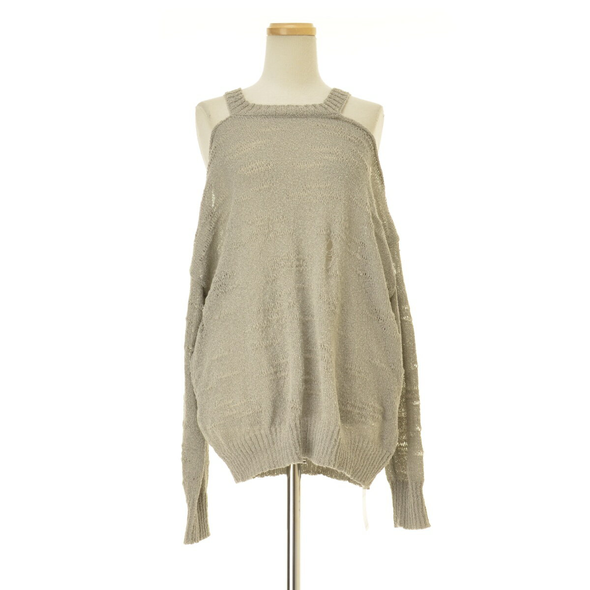 【中古】SHEIN / シーインオープンショルダーダメージ加工長袖ニットセーター【cacgaddb-l】
