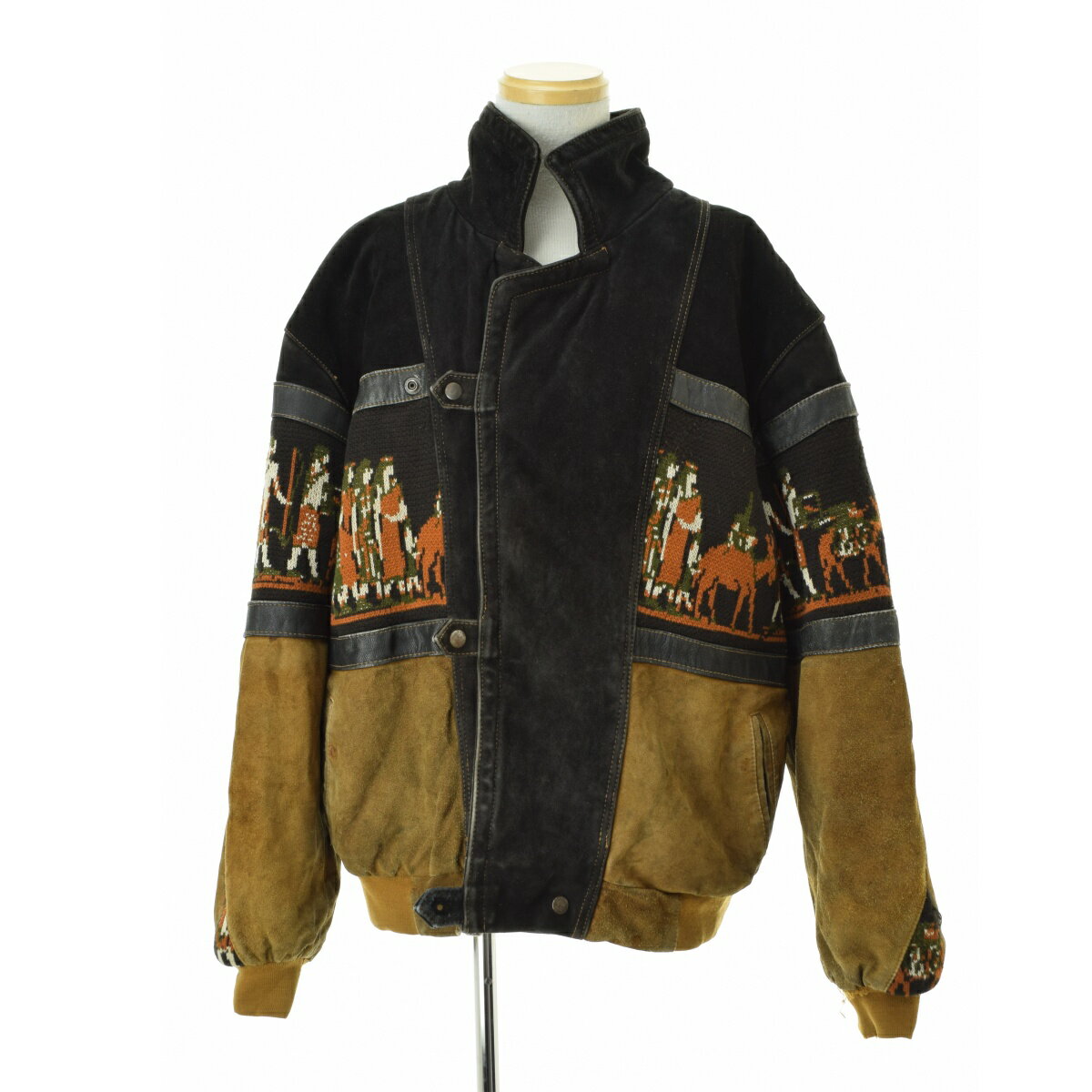 【中古】古着 / フルギスエードレザー×ニット 切り替えジャケット【cacgadah-m】