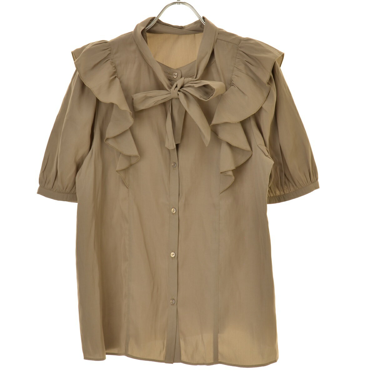 【中古】【期間限定値下げ】Couture brooch anatelier / クチュールブローチアナトリエ508-84040 マルチWAY仕様/大人フェミニンに着こなす。リボンフリルブラウス五分袖ブラウス【cacfbbce-l】