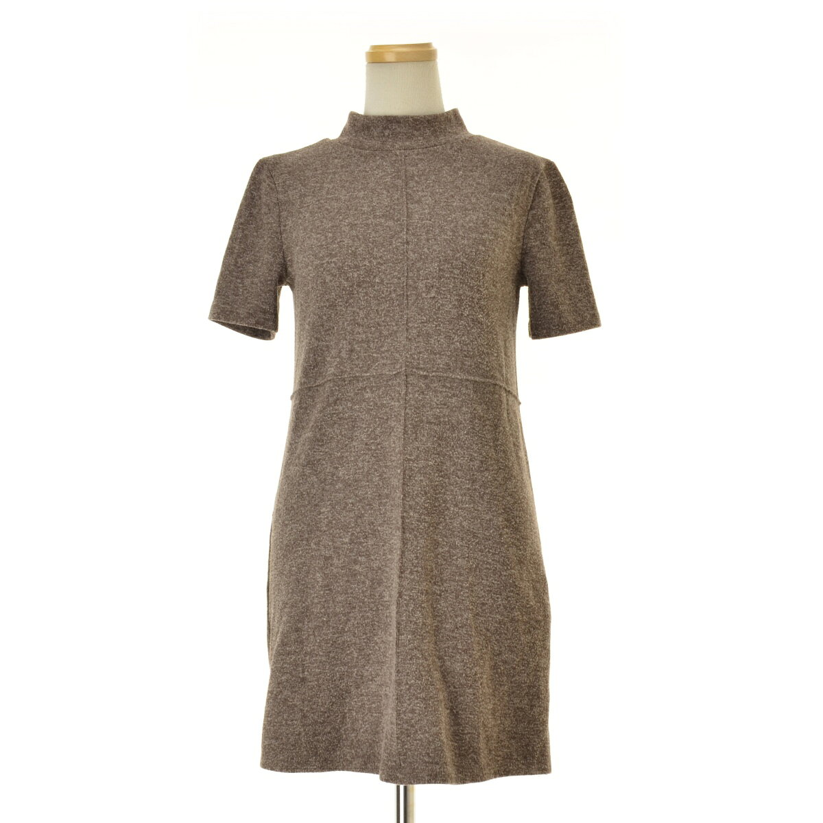 新品ZARA ベルト付き総柄シャツチュニック L 175/96 コットン ネイビー