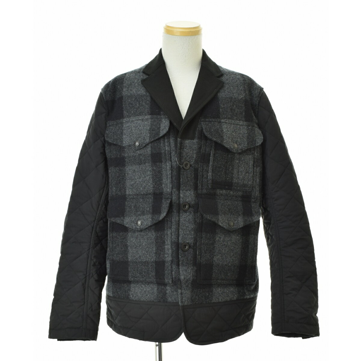 Leather Jacket - 【中古】JUNYA WATANABE MAN × FILSON GARMENT / ジュンヤワタナベ コムデギャルソン マン × フィルソン25AW AD2025 WP-J003 マッキーノウール×エステルタフタキルティング×レザーウールジャケット【cacgadag-m】