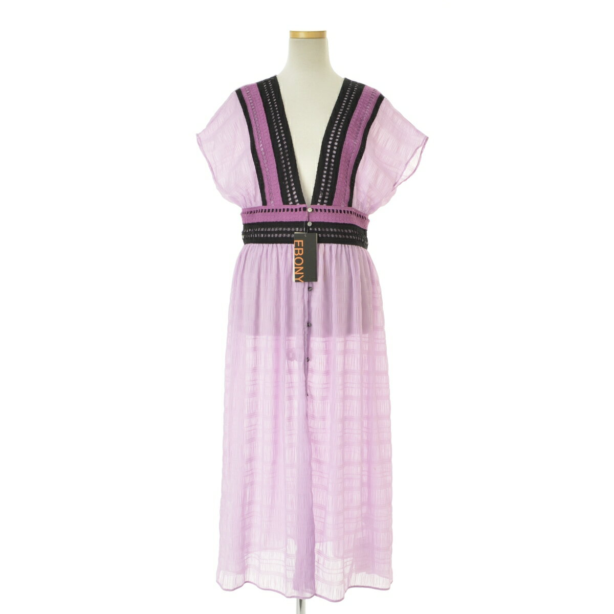 【中古】【期間限定値下げ】EBONY20SS レース切替マキシ半袖ワンピース【cacbahbe-l】