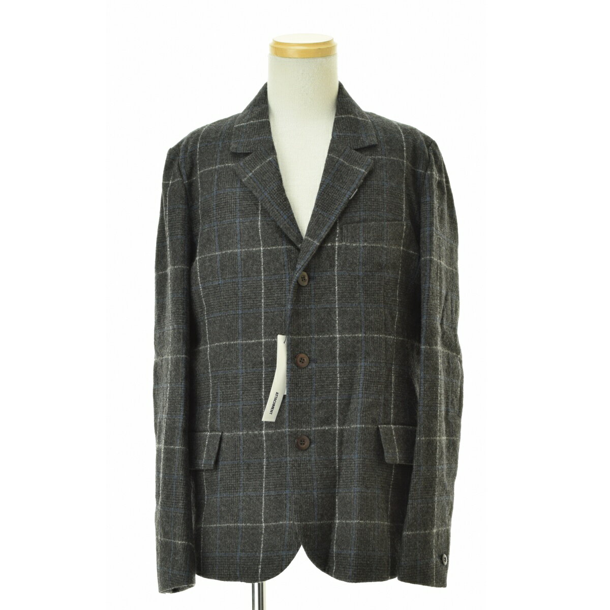 【中古】Attachment / アタッチメントAG32-226 2/48 圧縮ウールグレンチェック3Bテーラードジャケット【cacfajag-m】