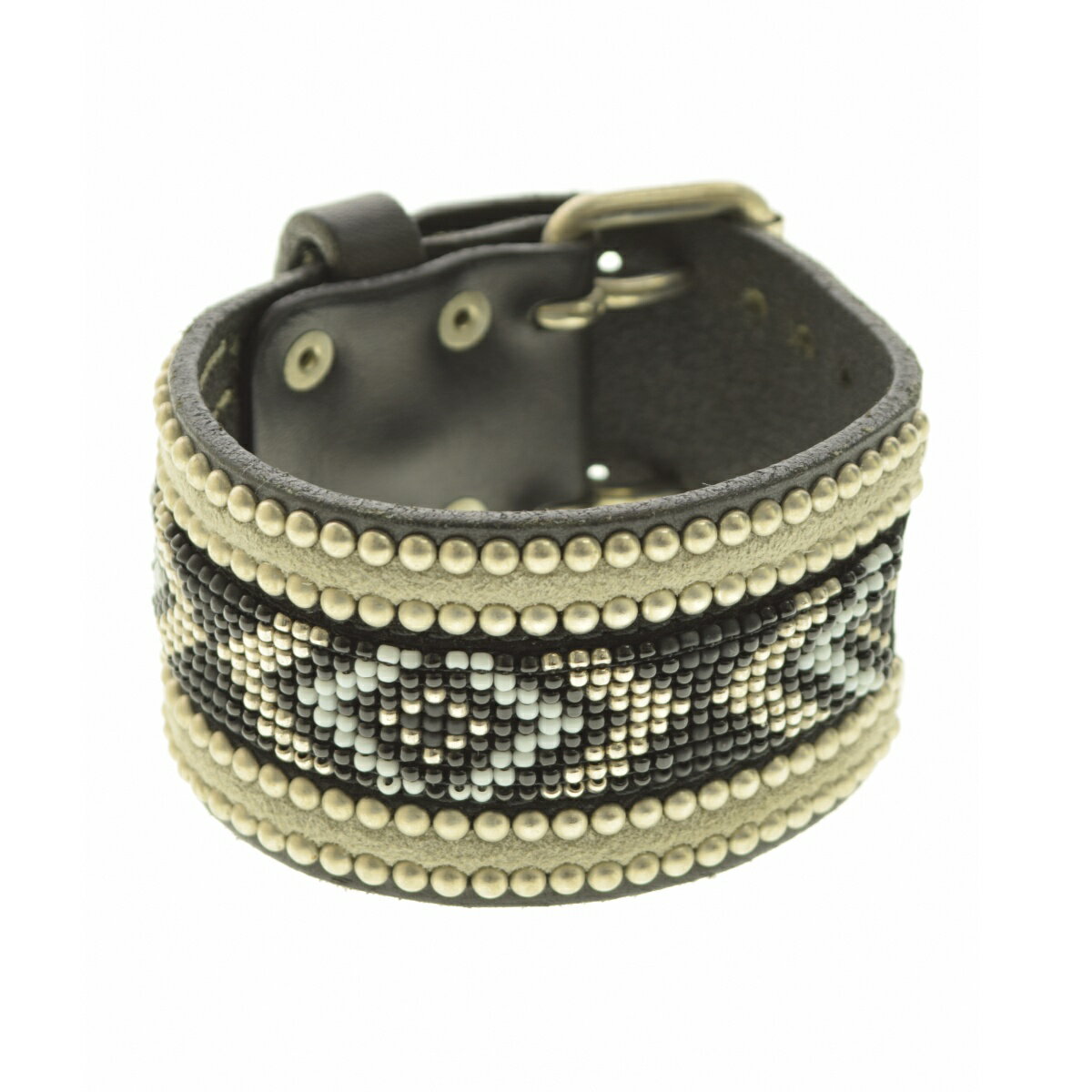 【中古】【期間限定値下げ】SATANTA / サタンタBEADS LEATHER BRESS ビーズ レザー ブレスレットバング..