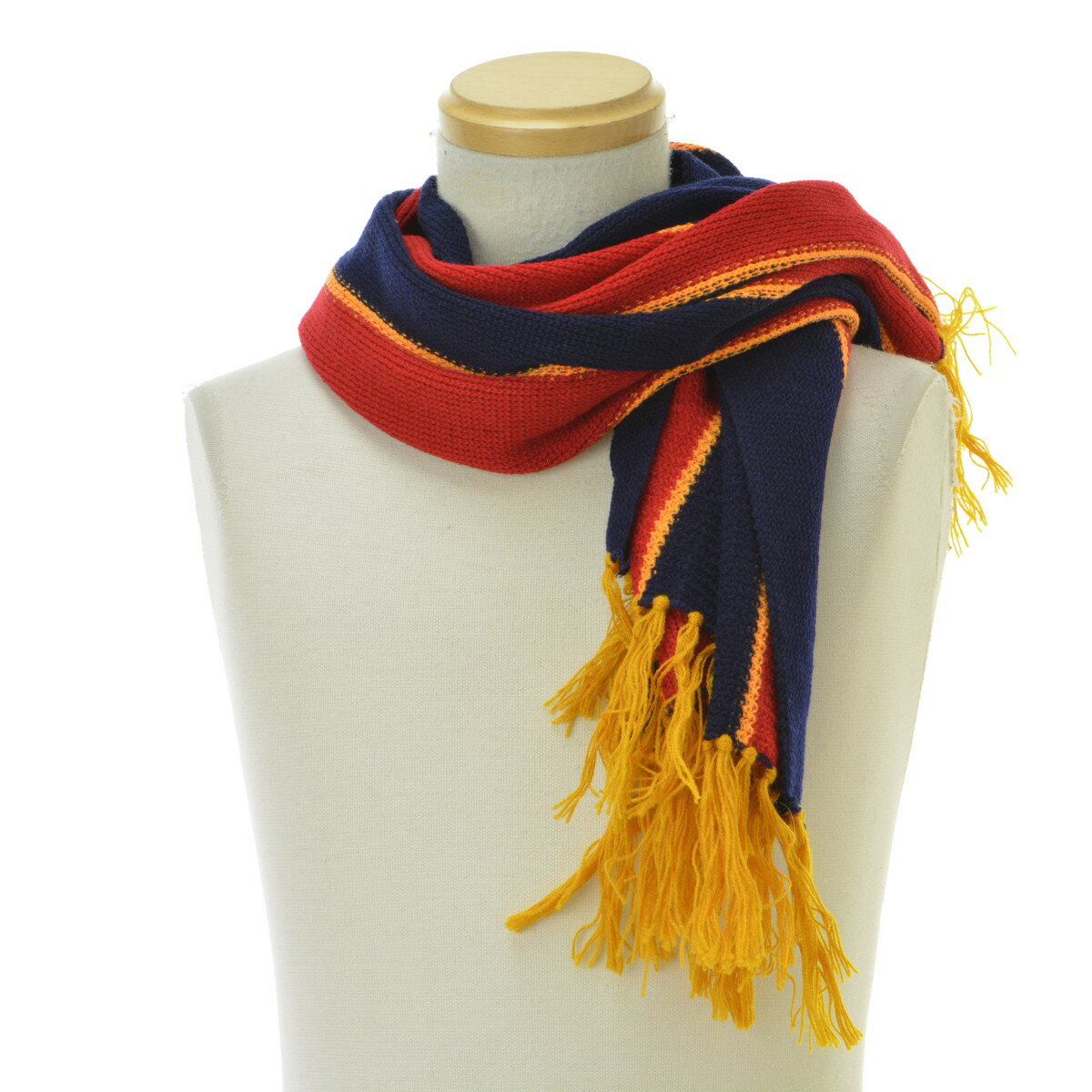 【中古】【期間限定値下げ】古着 / フルギストライプ切替フリンジマフラー【cacgabcd-z】