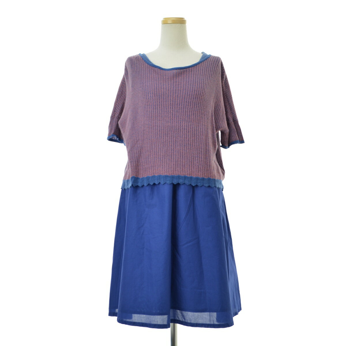 【中古】【期間限定値下げ】JOCOMOMOLA / ホコモモラ半袖ニット+ワンピースセットアップ【caccaebh-l】