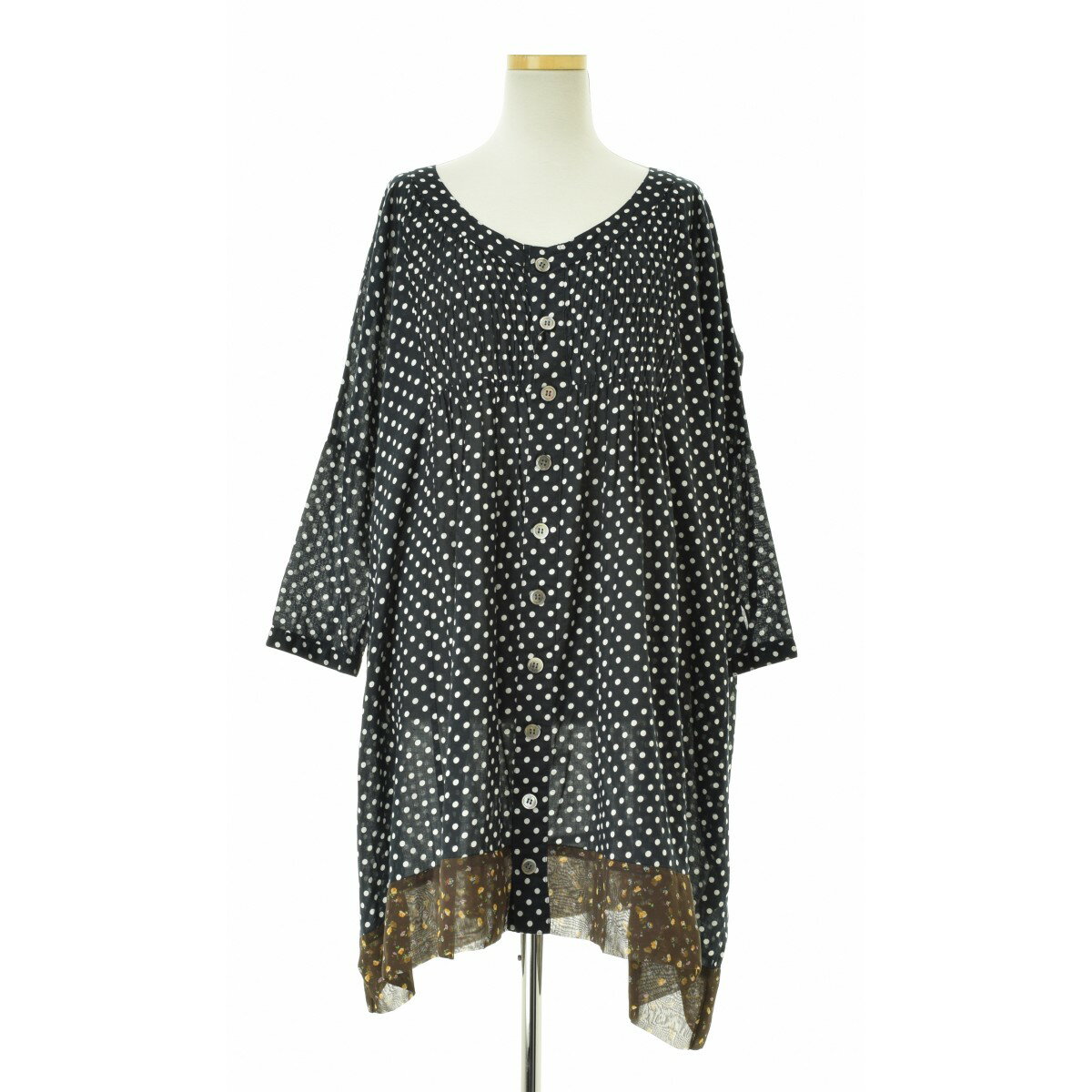 【中古】sunaokuwahara / スナオクワハラSK03FH919 ドット×小花柄 ギャザー七分袖チュニック【cacfaeag-l】