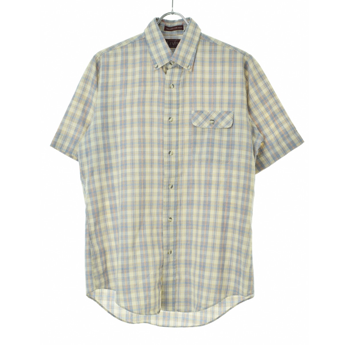 【中古】LEVIS / リーバイス～80s チェック柄ボタンダウン半袖シャツ【cacfajch-m】