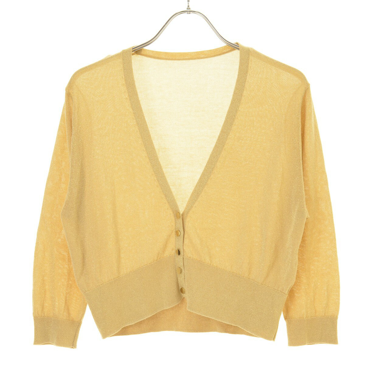 【中古】EMMEL REFINES / エメルリファインズ6628-183-0045 ラメ混レーヨン七分袖カーディガン【cacfagce-l】