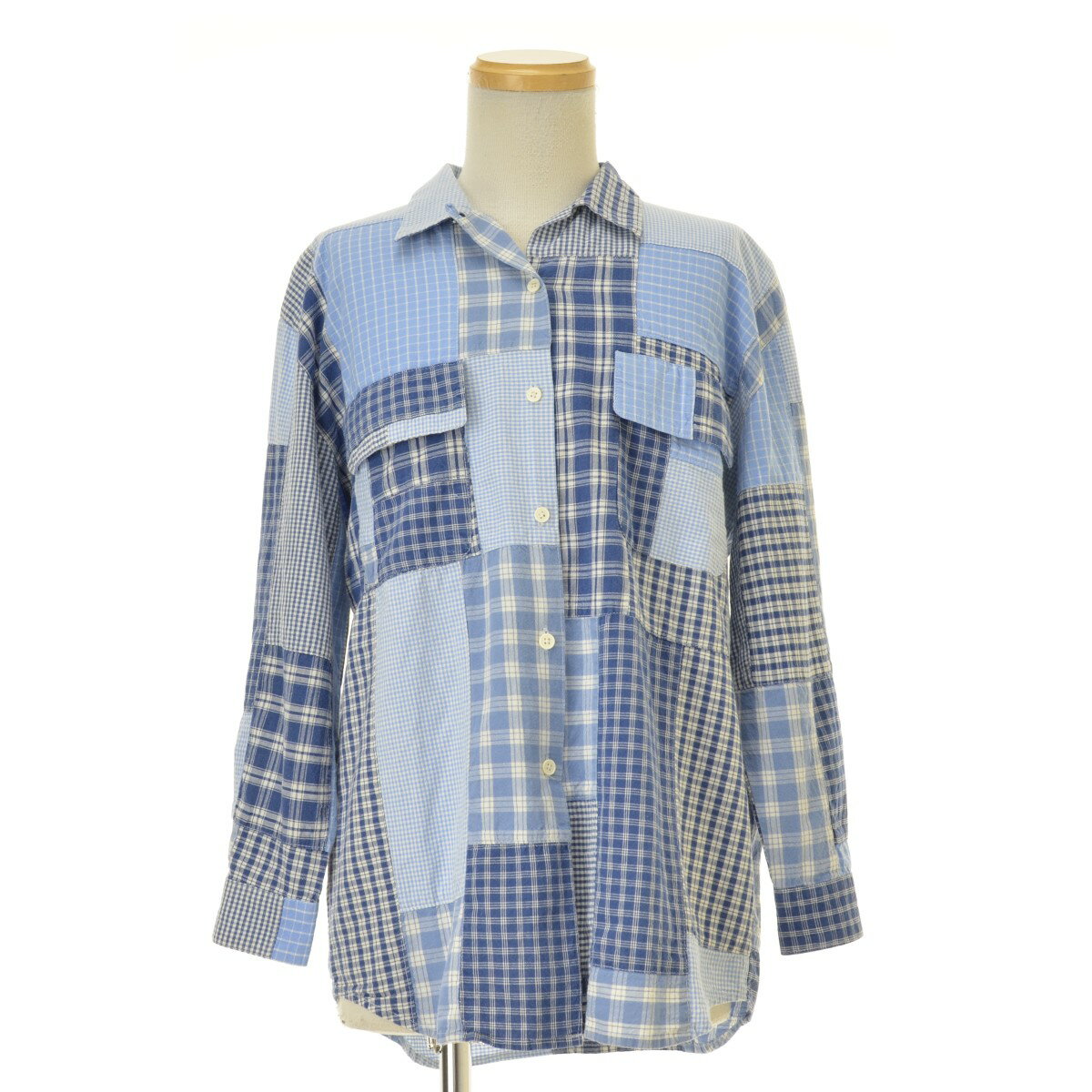 【中古】EDDIE BAUER / エディーバウアー90s 黒タグ パッチワーク長袖シャツ【cacfbabb-m】