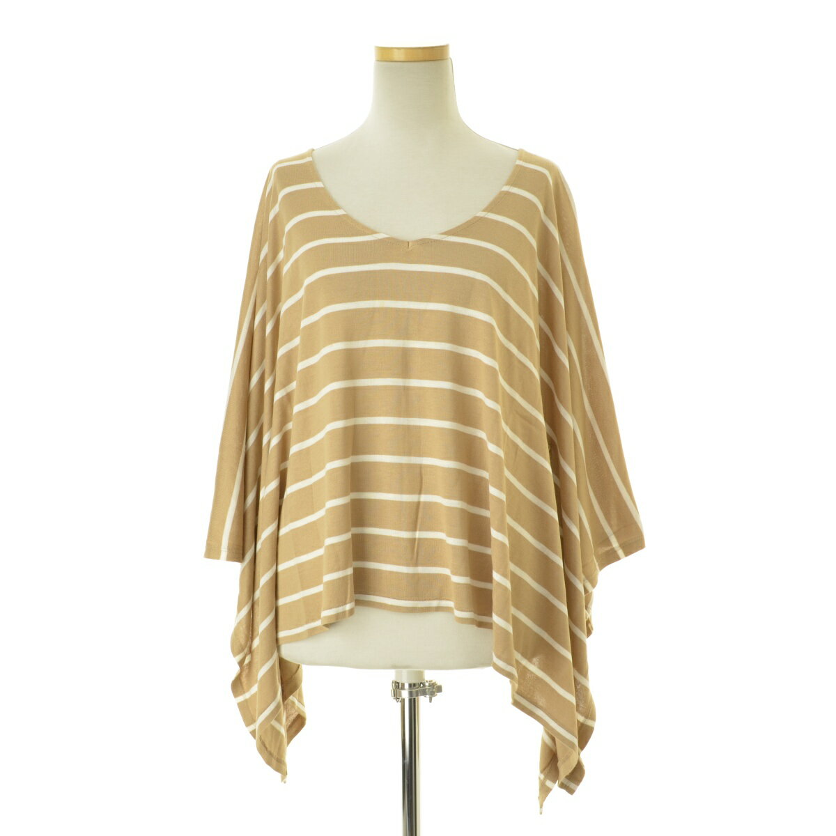 【中古】【期間限定値下げ】anySiS / エニィスィスボーダーポンチョ風七分袖ニットセーター【caccajaj-l】