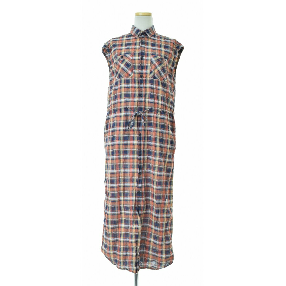 【中古】【期間限定値下げ】Edition / エディションチェックシャツマキシノースリーブワンピース【cacebaac-l】